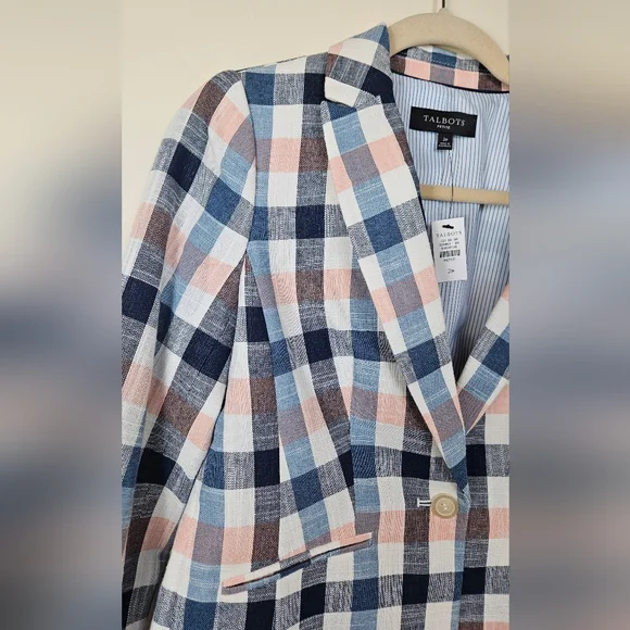 NWT Talbots Vivid Plaid Blazer Jacket Preppy Womens Size Petite 2P - Picture 5 of 13